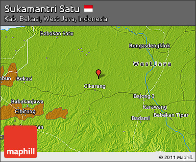 Physical 3D Map of Sukamantri Satu