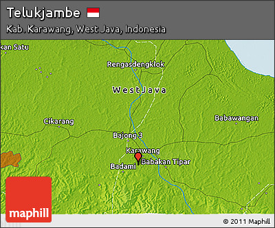 Physical 3D Map of Telukjambe