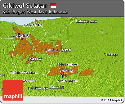 Physical 3D Map of Cikiwul Selatan