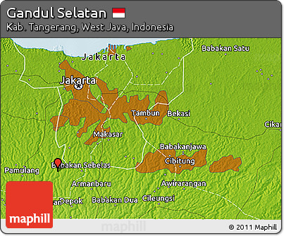 Physical 3D Map of Gandul Selatan
