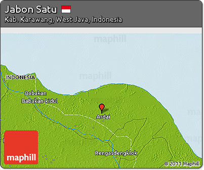 Physical 3D Map of Jabon Satu