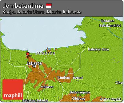 Physical 3D Map of Jembatanlima