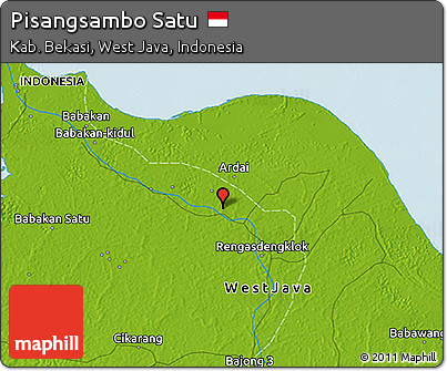Physical 3D Map of Pisangsambo Satu