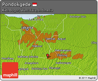 Physical 3D Map of Pondokgede