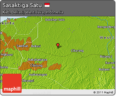Physical 3D Map of Sasaktiga Satu