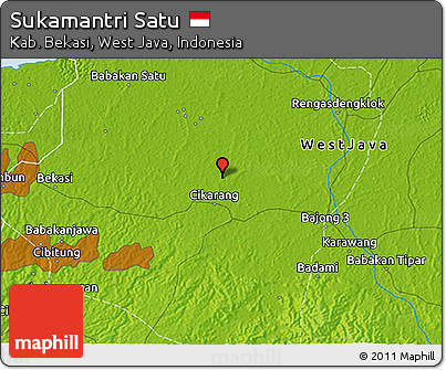 Physical 3D Map of Sukamantri Satu