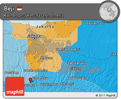 Political 3D Map of Beji