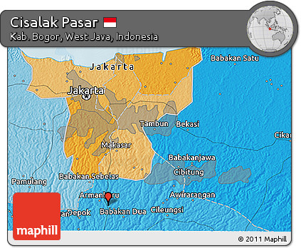 Political 3D Map of Cisalak Pasar