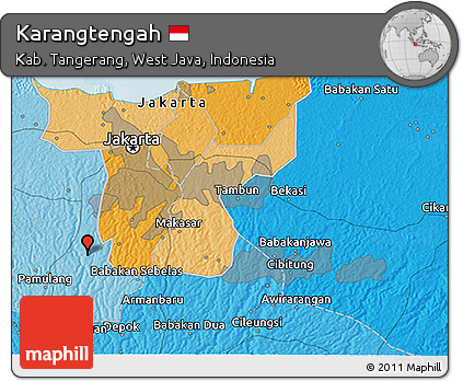 Political 3D Map of Karangtengah