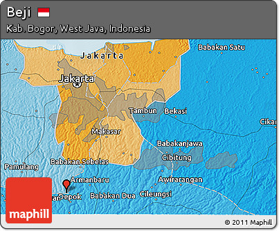 Political 3D Map of Beji