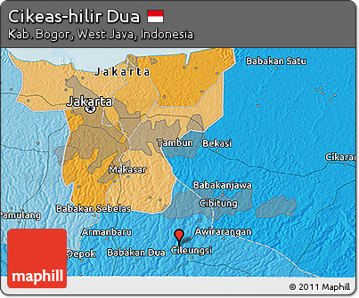 Political 3D Map of Cikeas-hilir Dua