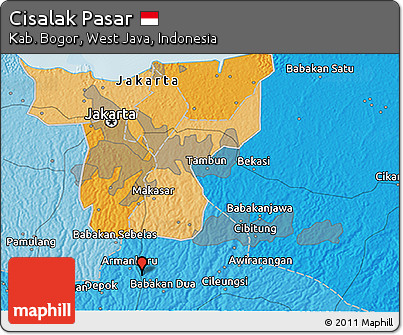Political 3D Map of Cisalak Pasar