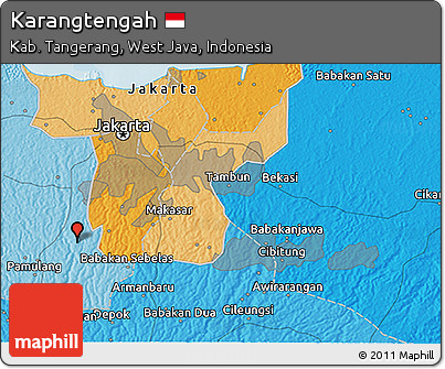 Political 3D Map of Karangtengah