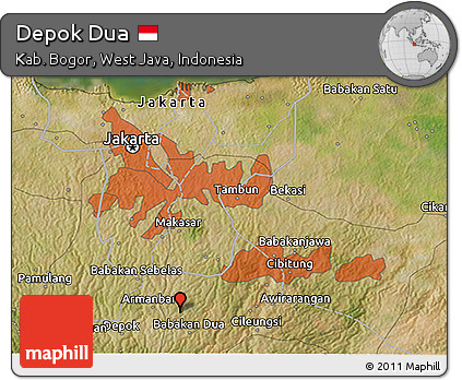 Satellite 3D Map of Depok Dua