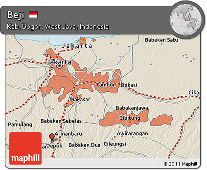 Shaded Relief 3D Map of Beji