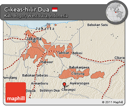 Shaded Relief 3D Map of Cikeas-hilir Dua