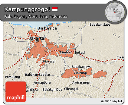 Shaded Relief 3D Map of Kampunggrogol