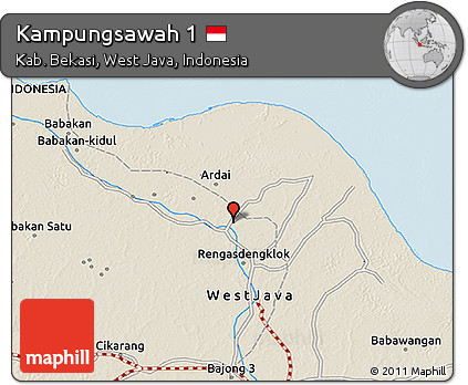 Shaded Relief 3D Map of Kampungsawah 1