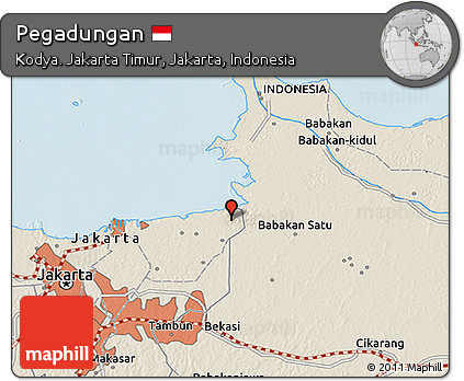 Shaded Relief 3D Map of Pegadungan