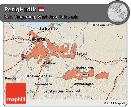 Shaded Relief 3D Map of Perigi-udik