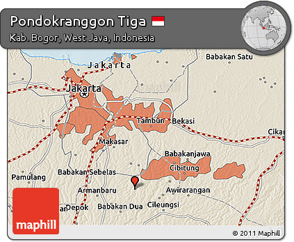 Shaded Relief 3D Map of Pondokranggon Tiga