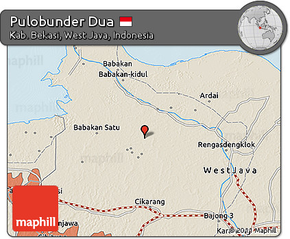 Shaded Relief 3D Map of Pulobunder Dua
