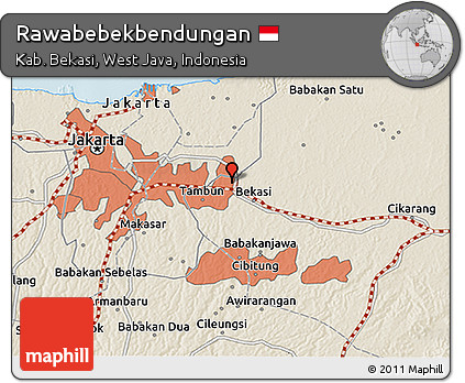 Shaded Relief 3D Map of Rawabebekbendungan