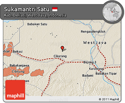 Shaded Relief 3D Map of Sukamantri Satu