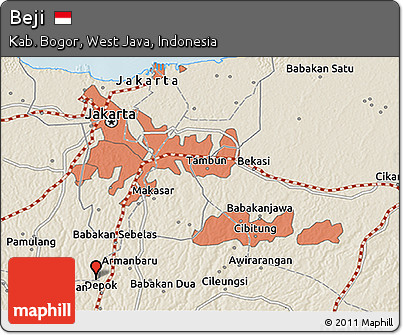 Shaded Relief 3D Map of Beji