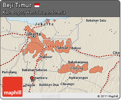 Shaded Relief 3D Map of Beji Timur