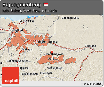 Shaded Relief 3D Map of Bojongmenteng