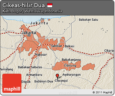 Shaded Relief 3D Map of Cikeas-hilir Dua