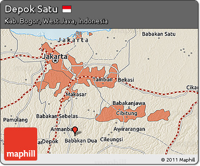 Shaded Relief 3D Map of Depok Satu