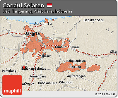 Shaded Relief 3D Map of Gandul Selatan