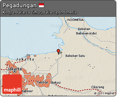 Shaded Relief 3D Map of Pegadungan
