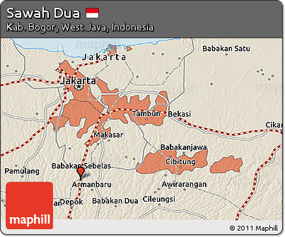Shaded Relief 3D Map of Sawah Dua
