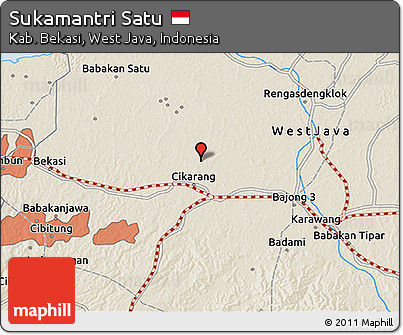 Shaded Relief 3D Map of Sukamantri Satu