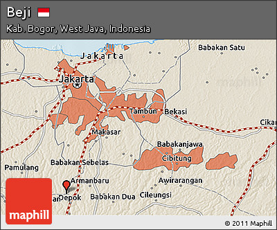 Shaded Relief 3D Map of Beji