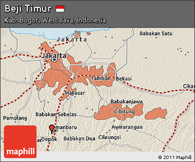 Shaded Relief 3D Map of Beji Timur