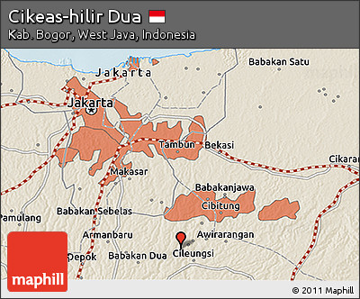 Shaded Relief 3D Map of Cikeas-hilir Dua