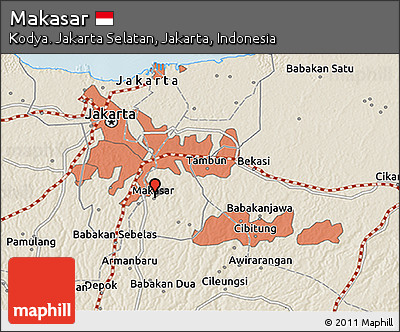 Shaded Relief 3D Map of Makasar