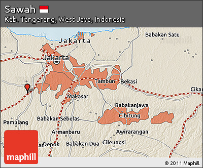 Shaded Relief 3D Map of Sawah