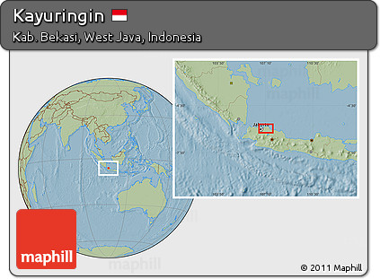 Savanna Style Location Map of Kayuringin, hill shading