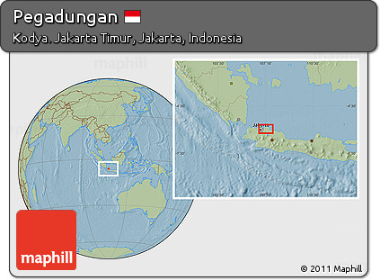Savanna Style Location Map of Pegadungan, hill shading