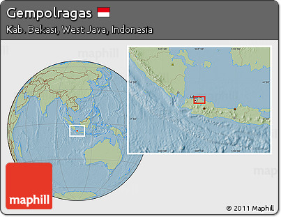 Savanna Style Location Map of Gempolragas, hill shading