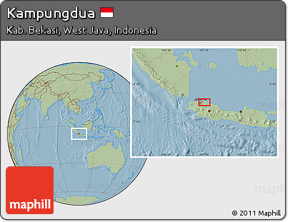 Savanna Style Location Map of Kampungdua, hill shading