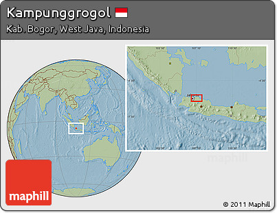 Savanna Style Location Map of Kampunggrogol, hill shading