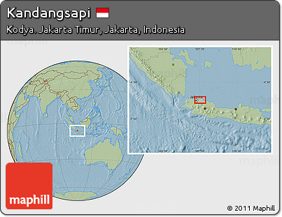 Savanna Style Location Map of Kandangsapi, hill shading