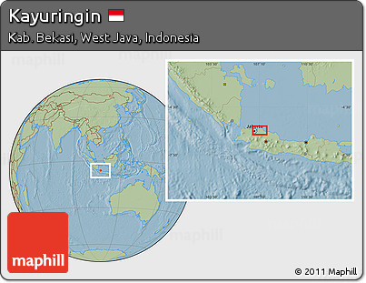 Savanna Style Location Map of Kayuringin, hill shading