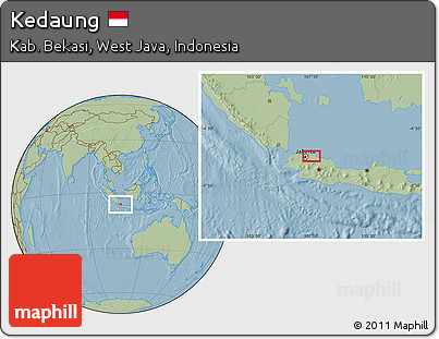 Savanna Style Location Map of Kedaung, hill shading